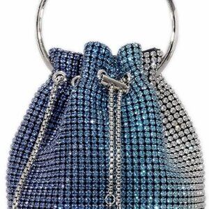 Ladies Full Diamonds Bucket Handbag Rhinestone Evening Bag Bling Clutch Purse fo